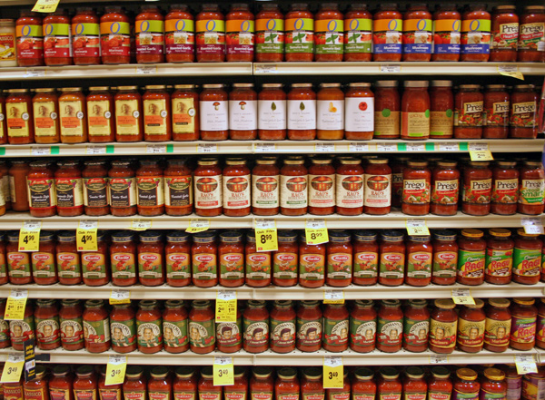wall of spaghetti sauce