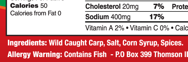 food package design allergy warning ingredients