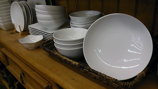 selecting plates bowls food photo shoot